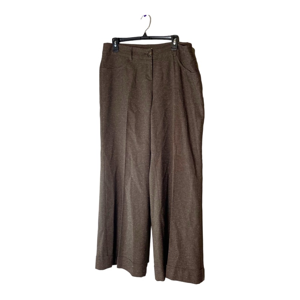 Cache Brown Tweed Pants Wide Leg High Wat Size 12